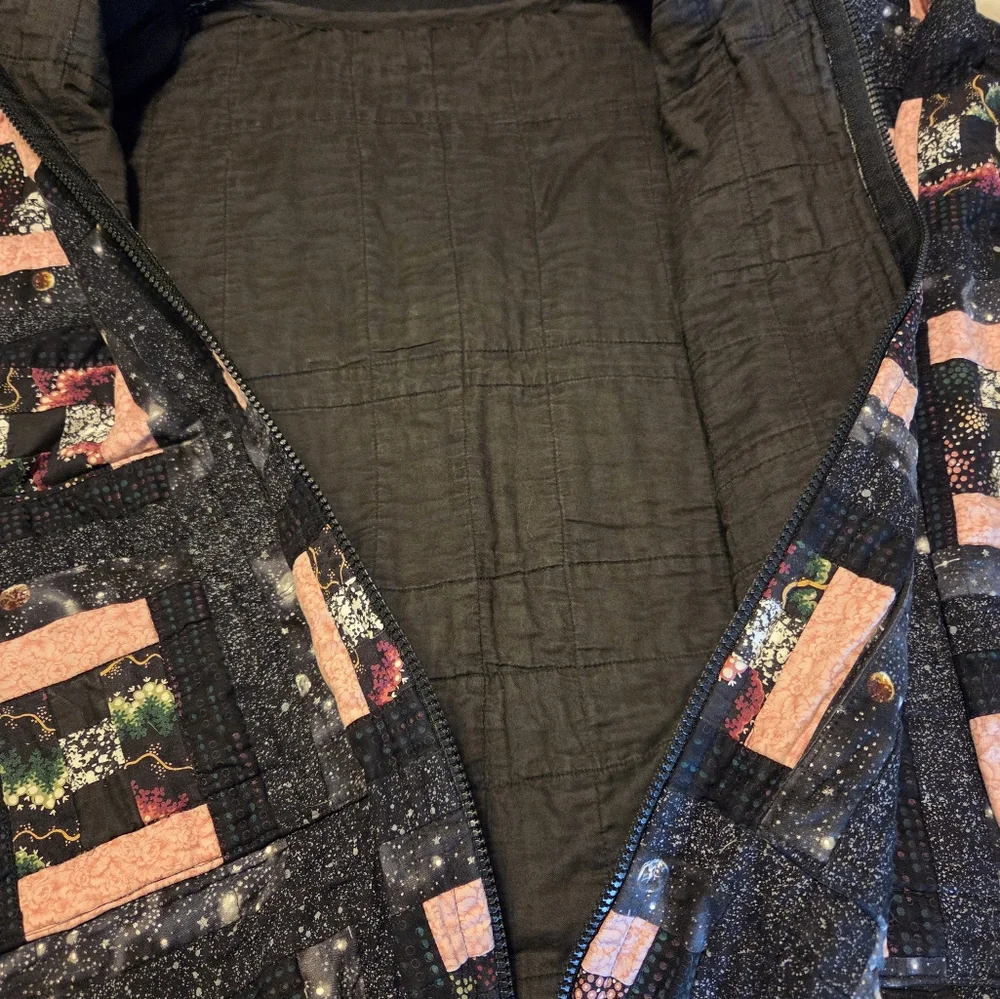 Grandma's Vintage Hand‎ made Quilt Block Quilted Jacket XL Patchwork Grandmacore